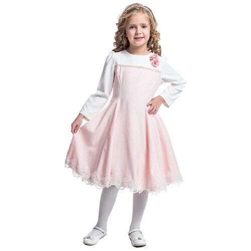 Платье Cascatto, нарядное, в полоску, бежевый (розовый/бежевый)