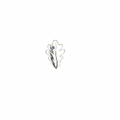 Серьги пусеты CORDE Серебряная серьга-пусета оригами дубовый листок с натуральным сапфиром, серебро, 925 проба, родирование, сапфир, размер/диаметр 8 мм., серебряный (серебристый)