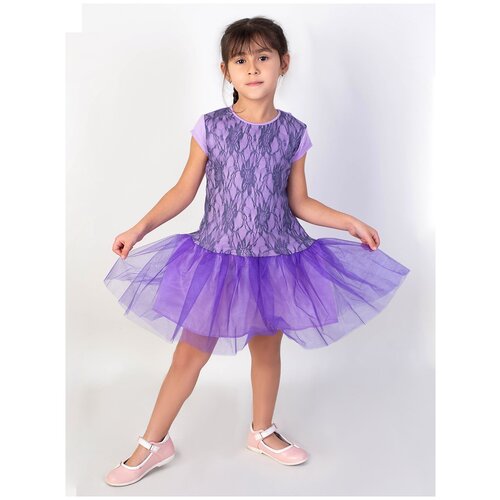 Платье радуга дети, вискоза, нарядное, однотонное, фиолетовый (фиолетовый/сиреневый)
