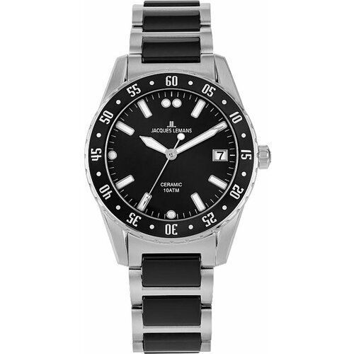 Наручные часы JACQUES LEMANS Наручные часы Jacques Lemans High Tech Ceramic 42-12A, серебряный (серебристый/черный)