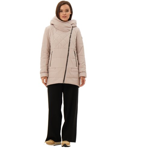 куртка  Maritta зимняя, средней длины, подкладка, капюшон, бежевый (бежевый/светло-бежевый)