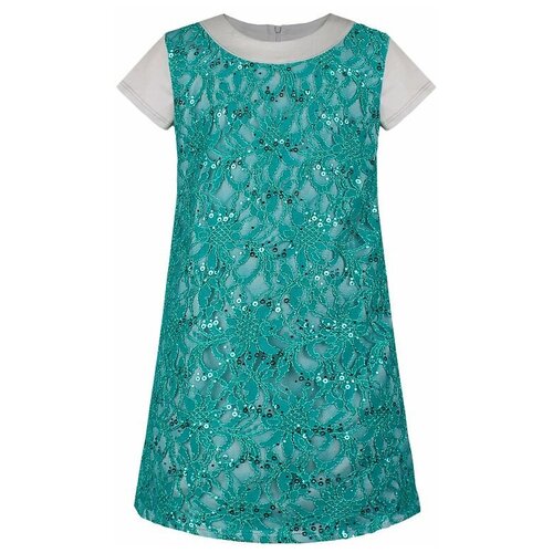 Платье радуга дети, нарядное, флористический принт, серый, зеленый (серый/зеленый)