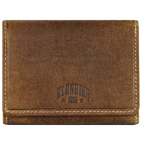 Бумажник KLONDIKE 1896, натуральная кожа, гладкая фактура, без застежки, отделение для карт, подарочная упаковка, коричневый
