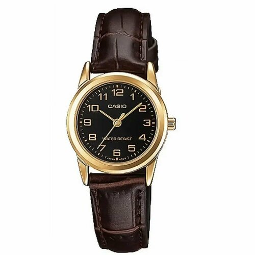 Наручные часы CASIO Collection Часы наручные женские Casio Collection LTP-V001GL-1B Гарантия 2 Года, черный, золотой (черный/коричневый/золотистый)
