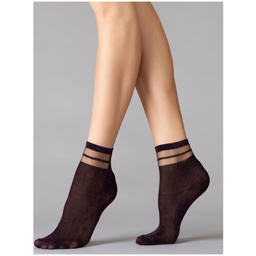 Женские носки Giulia средние, серебряный (фиолетовый/серебристый)