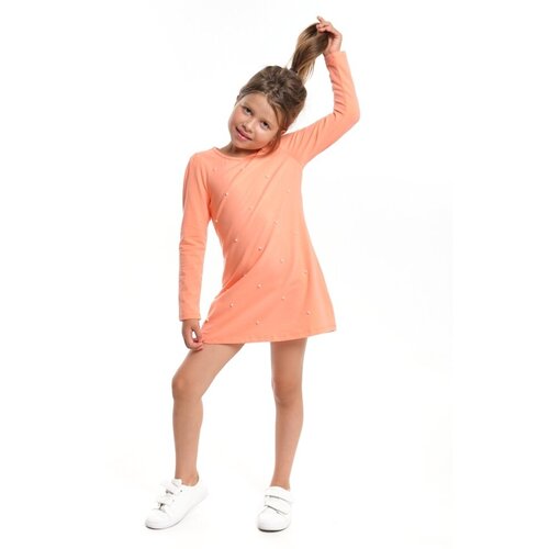 Платье Mini Maxi, хлопок, трикотаж, в горошек, розовый, фиолетовый (розовый/оранжевый/фиолетовый/коралловый)