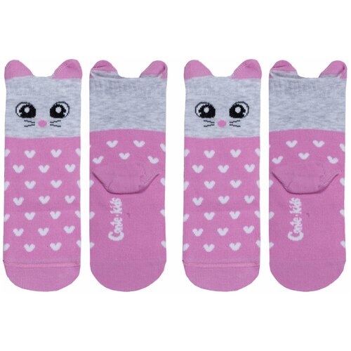 Носки Conte-kids для девочек, 2 пары, розовый (розовый/светло-розовый) - изображение №1