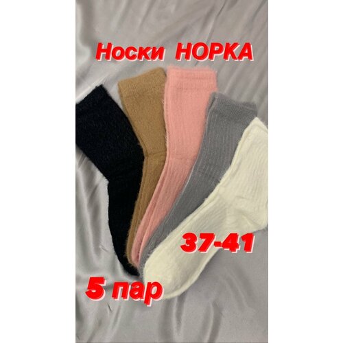 Носки Фенна, 5 пар, серый, белый, черный, розовый, бежевый (серый/черный/розовый/бежевый/белый)