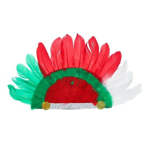 Карнавальный головной убор «Индеец» (красный/зеленый/белый)