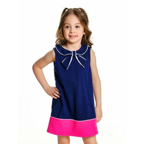 Платье Mini Maxi, хлопок, трикотаж, однотонное, синий - изображение №1
