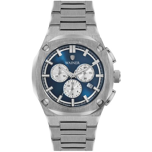 Наручные часы WAINER Wall Street Наручные часы Wainer WA.10000-A, серебряный, синий (синий/серебристый)