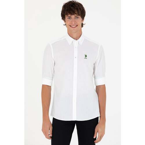 Рубашка U.S. POLO ASSN, белый (белый/белый-зелёный) - изображение №1