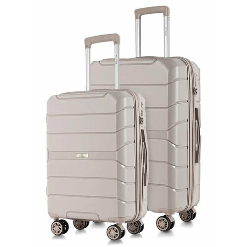Комплект чемоданов L'case Singapore, 2 шт., 83 л, серый - изображение №1