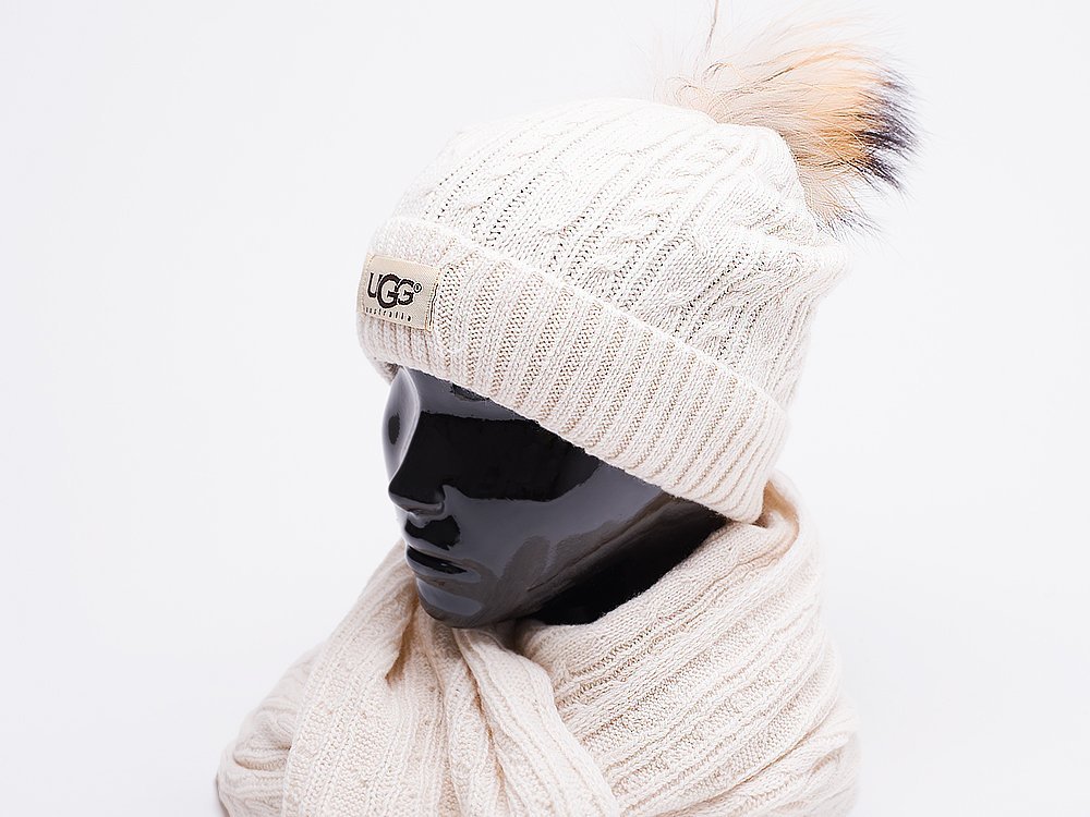 Комплект UGG( шапка,перчатки,шарф ) (бежевый) - изображение №1
