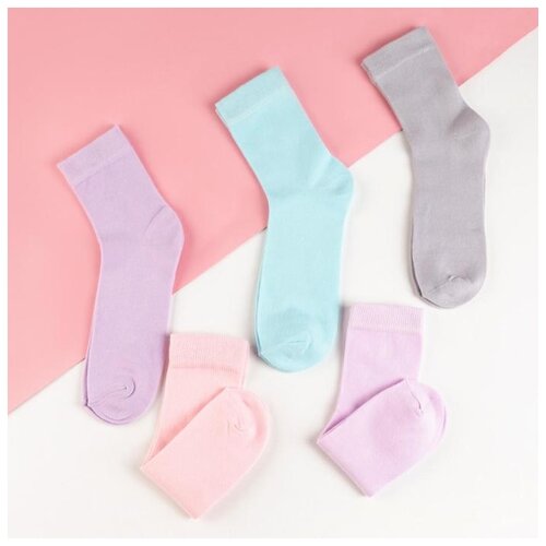 Женские носки Kaftan средние, 5 пар, мультиколор (разноцветный/розовый/голубой/фиолетовый)