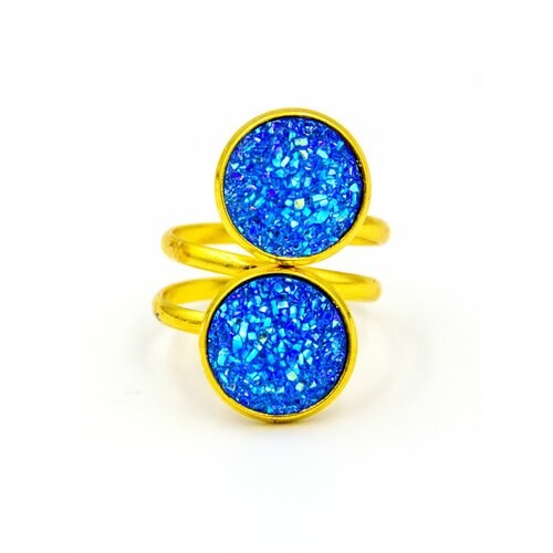 Кольцо, эпоксидная смола, безразмерное, голубой - изображение №1