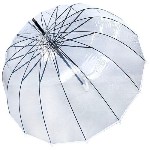 Зонт-трость Meddo, полуавтомат, 2 сложения, купол 96 см., 16 спиц, прозрачный, чехол в комплекте, бесцветный, белый (белый/бесцветный)