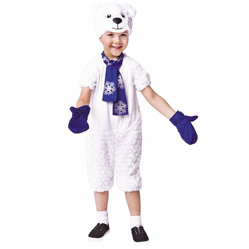 Карнавальный костюм "Белый Медведь" для мальчика ростом 104 см: для нарядного фото и видео, для детского утренника, карнавала или семейного праздника (белый)