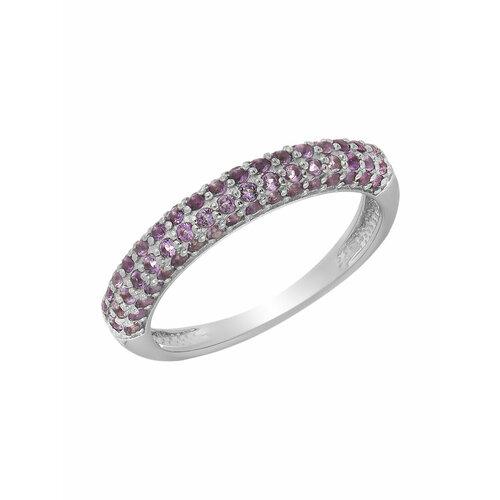 Перстень, серебро, 925 проба, родирование, аметист, серебряный, фиолетовый (фиолетовый/серебристый)