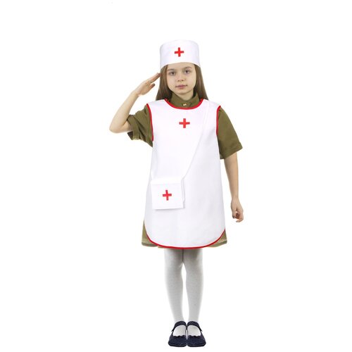 Карнавальный костюм Страна Карнавалия "Медсестра", накидка с сумкой, головной убор, рост 98 -116 (серый/красный/розовый/белый/мультицвет)