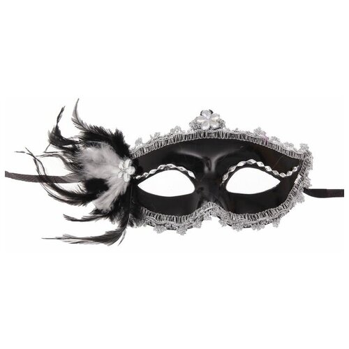 Карнавальная маска «Мгла», с перьями (черный/белый)