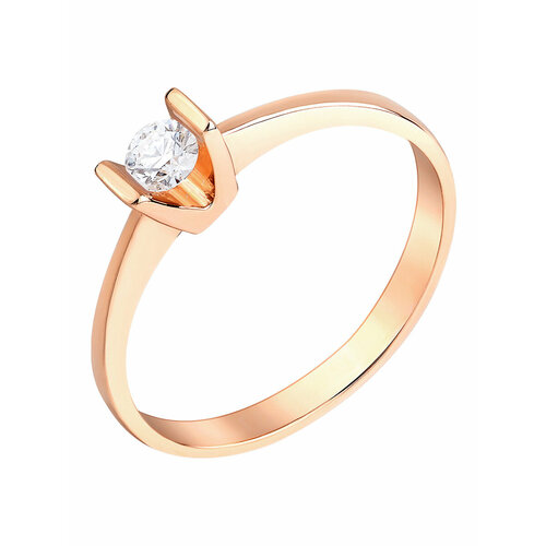Кольцо помолвочное АМБЕР, белое, красное золото, 585 проба, бриллиант, золотой, белый (белый/золотистый)