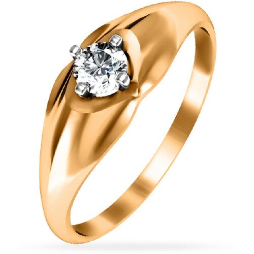 Кольцо помолвочное SANIS, красное золото, 585 проба, фианит, красный, золотой (красный/золотистый)