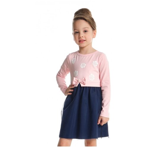 Платье Mini Maxi, хлопок, трикотаж, флористический принт, розовый