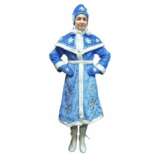 Костюм "Снегурочки" (люкс), искусственный мех, размеры 44-50, рост 170 см, Бока (синий)