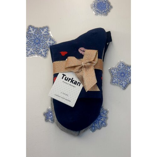 Носки Turkan, 3 пары, серый, синий (серый/синий/голубой/серо-голубой) - изображение №1