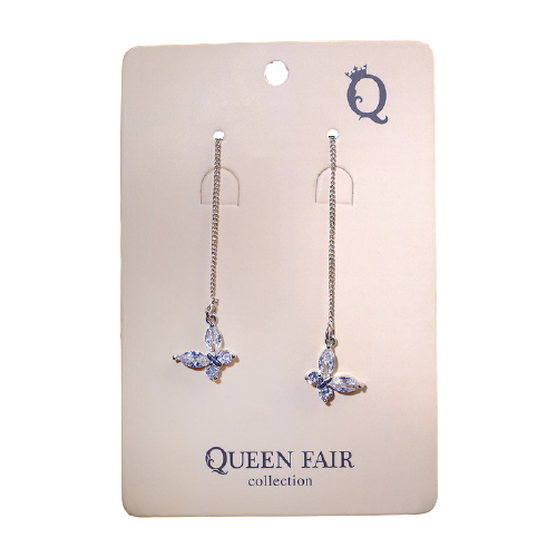 Серьги цепочки Queen Fair, медь, бижутерный сплав, жемчуг имитация, белый - изображение №1