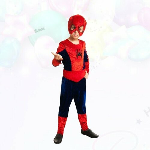 Карнавальный костюм "Человек-паук" для мальчиков, на рост 122 (синий/красный) - изображение №1
