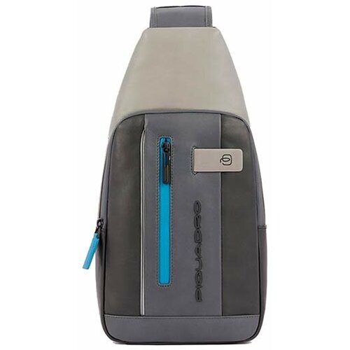 Рюкзак  слинг PIQUADRO, фактура гладкая, черный, серый (серый/черный)