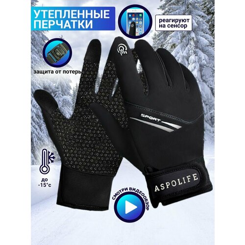 Утепленные зимние перчатки M (черный)